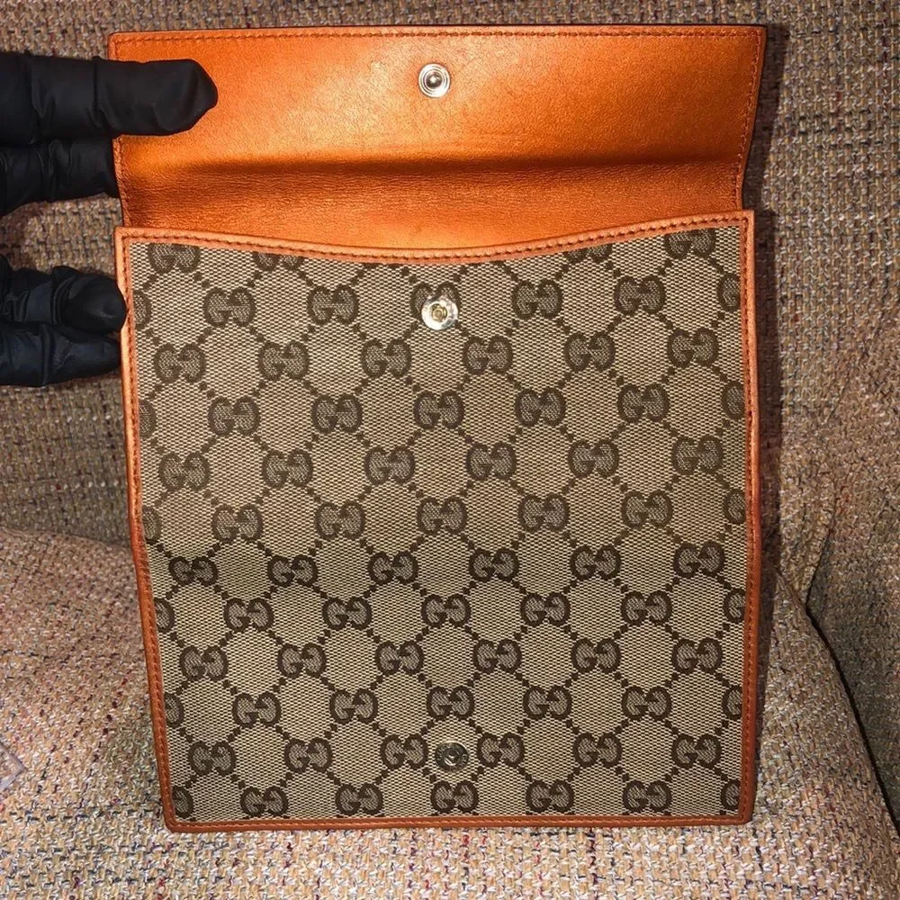 GUCCI GG Monogram Canvas & Leather Heart Clasp Full Length Continental Wallet